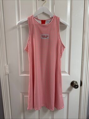 Orange and White Gingham Sleeveless Dress
